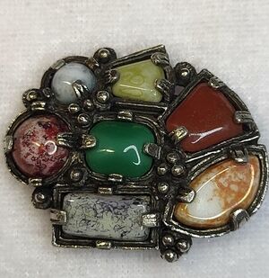 Celtic Faux Agate Silver Tone Scottish Brooch